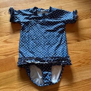 Ruffle Butts Navy and White Polka Dot One-Piece Swim